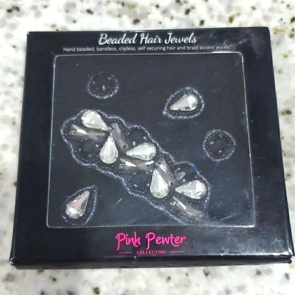 Pink pewter beaded hair jewelry,  NWT